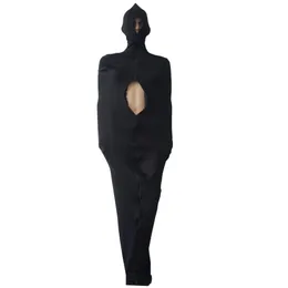 Unisex mummy kostym svart färg spandex catsuit outfit kostymer sovsäck med inre arm ärmar halloween cosplay kostymer