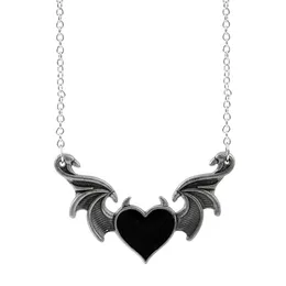 Fashion Devil Wings Necklace Gothic Retro Punk Hip Hop Style Metal Pendant Heart-shaped Oil Dripping Necklace