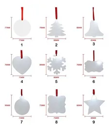 Yeni süblimasyon boş Noel süsü çift taraflı xmas ağacı kolye çok şekilli alüminyum plaka metal asılı etiket tatilleri dekorasyon zanaat b0619