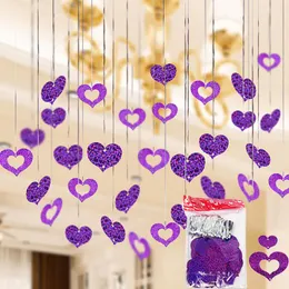 Party Decoration PCS/Lot Purple Heart Laser Sequined Rain Balloon Pendant Romantic Wedding Room Birthday Accessories Party Party