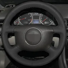 DIY Black Artificial Leather Car Steering Wheel Cover For Audi A6 2000-2004 Audi A3 2000-2003 A4 B6 2002