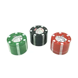 Grinder per erbe a 3 strati con modello di carte da gioco: lega di zinco e plastica, diametro 40 mm, altezza 30 mm