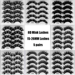 Cílios falsos 5 pares 7-25mm cílios naturais de vison 3D Crisscross Extensão de maquiagem falsa MAQUIAGEMFALSE