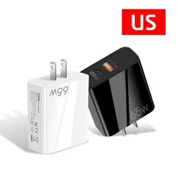 65W USB C Charger PD Power مع GAN Tech QC Fast Charger for MacBook Pro Air Dell XPS Surface Surface Appos