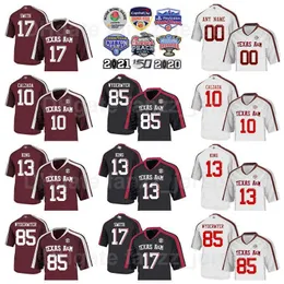 Maglie NCAA College Football AM Texas Aggies 10 Zach Calzada 13 Haynes King 28 Isaiah Spiller 6 Devon Achane 0 Ainias Smith 85 Jalen Wydermyer Rosso Nero Bianco Squadra