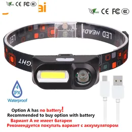 Ny LED -strålkastare Mini Cob Headlamp Head Lamp ficklampa USB uppladdningsbar 18650 Torch Camping Vandring Natt fiskeljus Yunmai