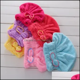 Towel Home Textiles Garden Textile Microfiber Solid Hair Turban Quickly Dry Hat Wrapped 6 Colors Available Superfine Fiber Fabrics Wa0637