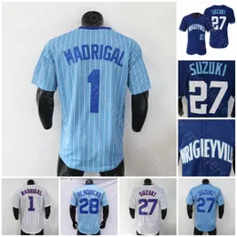 Nick Madrigal Jersey Seiya Suzuki Kyle Hendricks Baby Blue Pinstripe White Wrigleyville Base Size S-3xl