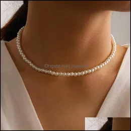 Naszyjniki wisiorek wisiorki biżuteria biała imitacja Pearl Choker Naszyjnik Duża runda dla dziewcząt Drop dostawa 2021 IFkl1