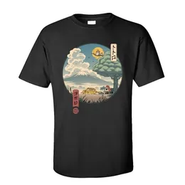 Neighbors Ukiyo-e Cotton Fabric T-Shirt for Men Classic Japan Style Short Sleeve T Shirt Anime Totoro Tshirt 220504