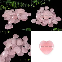 Charms 20mm Heart Shape Nenhum buraco solto Rose Quartz Stones cura Reiki Crystal Cab para DIY Making Crafts Decore Jewe Yydhhome Dhbi8