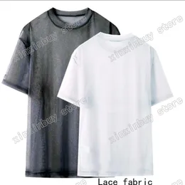 xinxinbuy Designers Tee Men Women T Shirts Lace fabric letter luxury white black S-2XL