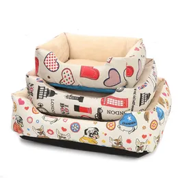Summer Rectangle Print Dogs Beds Couch Soft Pet House Kennel Breattable Cool Mat Cushions For Small Dogs Drop Shipping 201225
