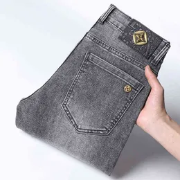 End High Brand Grau Jeans Herren Sommer Dünn Stretch Slim Fit Füße Mode Jugend