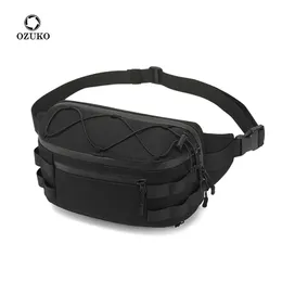 OZUKO Mens Waist Bag Fashion Chest Pack Outdoor Sports Belt Bag for Teenager Waterproof Men Waist Bags Fanny Pack New 2021 201117