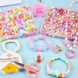 700pcs Multi-Types DIY Bead Set Handmade Toy Accessory Creative Girl WeavingBracelet and Ring Jewelry Making Toys Children Gift 220428