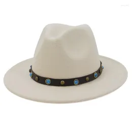 Boinas Design de Moda Aba Larga Chapéus Fedora de Feltro de Lã com Cinto Mulheres Homens Vestido de Cowboy Outono Estilo Jazz Festa Casamento CapBoinas Wend22