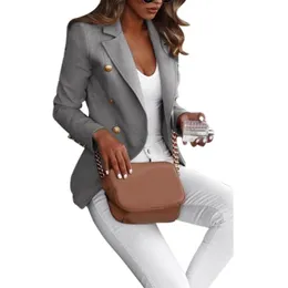 Kadınlar Suits Blazers Kalite Blazer Kadınlar 2022 İnce Siyah Ceket Kadın Çifte Kesilmiş Metal Aslan Düğmeleri Pembe Ceket Boyutları