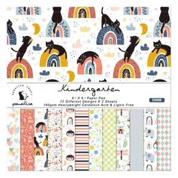 Presentförpackning Gullig klippbok Klistermärken DIY Journaling Pappersark 24PCS Scrapbooking Supplies Kit 6 tum Ensidigt mönster för Scrapb