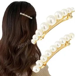 Pearl Barrette Fashion Hair Clip Kobiet dziewczyny Elegancki design okrągły kucyk do włosów Akcesoria do włosów