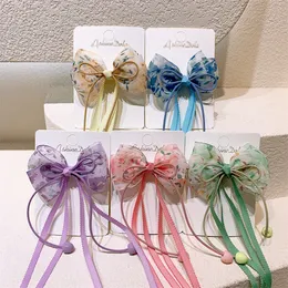 2022 nuovo temperamento dolce ragazza principessa filato arco Streamer nappa tornante copricapo accessori per capelli per bambini moda coreana