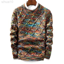 Tröja Menbrand Fashion Sweater Man O-hals Rand Slim Fit Knitting Fashion Sweaters Man Sweater L220801