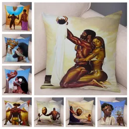 Kudde/dekorativ kudde Africa Man and Women Case Decor Cartoon Super Daddy Cushion Cover For Sofa Car Home Soft Plush Pillow Case 45x45cmc