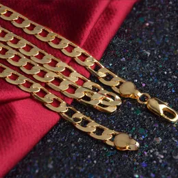 Hänge halsband klassiska trottoarkedjan halsband 18k gul fin guld 6mm 8mm 10mm 600mm Select Mens Womenspendant