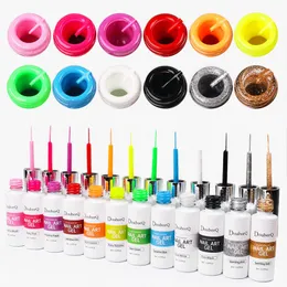 8ml Nail Art Line Polish Gel Kit 12 Colors For UV/LED Paint Nails Drawing Glue DIY Painting Varnish Liner Tool 145