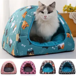 Ciepły kot łóżko małych psów kocięta dom zwierząt koszyk poduszki śpi poduszkę namiot puppy lounger miękkie gniazdo jaskiniowe s łóżka 220323