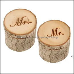 Party Favor Event Supplies Festive Home Garden Wedding Rings Bearer Box Rustic Propoal Ring Boxes Engagement Wood Gifts RRE13352 Drop D