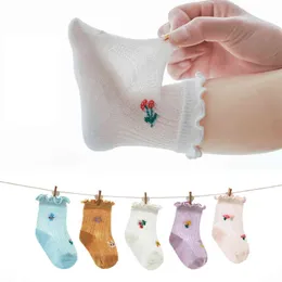 Jahr Kleinkind Medium Tube Socken Für Baby Baumwolle Socken Kirsche Drucken Strumpf AntiSlip Mesh Socken Frühling Sommer Zubehör J220621
