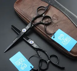 Joewell Cutting/ Rainning Hair Scissors 6,0 polegadas 9cr aço inoxidável Black Flame parafuso Barbeiro profissional