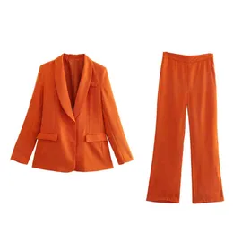 PB&ZA spring and summer new women's all-match long-sleeved dress collar suit jacket drape flared pants suit 3111/117 2766178 T220729
