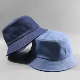 Big Head Man Large Size Bucket Hat Men and Women Four Season Solid Color Denim Plus Fisherman Hats 57-60cm 62-65cm 220507