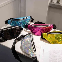 Fanny packs Sequin Laser Reflective Waist Bag Women's Trend Girl's Chest Bag Summer 220627