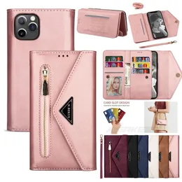Magnetic Wallet Flip Leather Case For IPhone 14 13 12 Mini 11 Pro Max XS XR 8 7 6S Plus Card Solt Holder Phone Bag with Lanyard