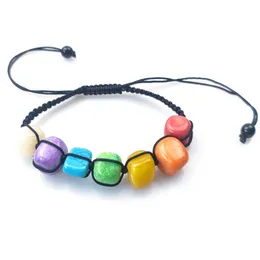 Corda artesanal trançada colorida de cristal irregular de pulseiras de miçangas para homens charme jóias ajustáveis ​​do clube de partido