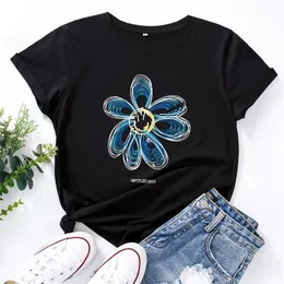 JCGO Summer Cotton Women T Shirt 5XL Versatile Cute Flower Print Short Sleeve Graphic Tees Tops Casual O-Neck Oversized TShirt 220511