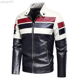 Giacca da uomo in pelle calda da motociclista di moda invernale Giacca da uomo in pelle impiombata a motore vintage casual da uomo L220801