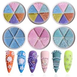 6 griglie decorazioni per nail art mescolare 1mm-3 mm macuon puro color caviali metallo sfere in acciaio in lega di rinestone manicure moli ciondoli perle