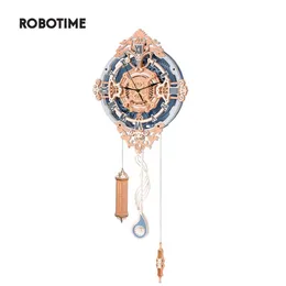 Robotime Mechanical Design Wooden Wall Clock Puzzle Romantic Notes Time Art for Kids Adults Building Model Set EU Style 3D LC701 220715