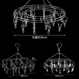 Rund fyrkantig rostfritt stål strumpor rack underkläder torkhängare pinne med 20 st klipphängare för kläder 20220531 D3
