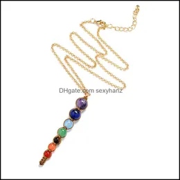 Anhänger Halsketten Anhänger Schmuck Naturstein vergoldet handgemachtes Seil geflochten für Frauen Mädchen Mode Dh0Ja