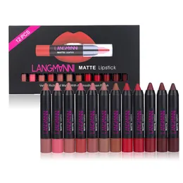 12 Colors/set Matte Lipsticks Smooth Velvety Waterproof Lips Makeup Valentine Christmas Lipstick Gift for Women