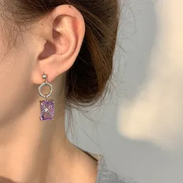 Candeleiro Dangle 2022 Moda Cruz Cross Brincos de Crystal Drop Purple para mulheres Personalidade de estilo coreano Jóias Novas Earings