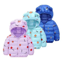 Baby Gepolsterte Jacken Leichte Kapuze Jungen Und Mädchen Jacke Cartoon Herbst Winter Neue kinder Unisex Oberbekleidung Kinder Mäntel J220718