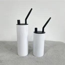 Atacado! Sublimação Straight Fumar Tumbler 15oz 20oz Branco Branco Hookah Tumblers com tampa de vidro Garrafas de água de aço inoxidável DIY Transferência de calor Cups A12