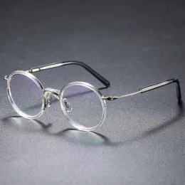선글라스 디자이너 순수 티타늄 광학 처방 안경 프레임 여성 고품질 아세테이트 안경 레트로 둥근 안경 남자
