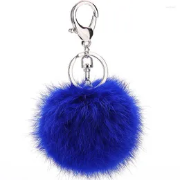 키 체인 50 pcs/lot cute fur pompom Keychain 장난감이 귀구 가방 pom ball Key Chain 펜던트 porte clef lovely fluffy smal22